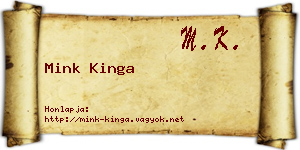 Mink Kinga névjegykártya